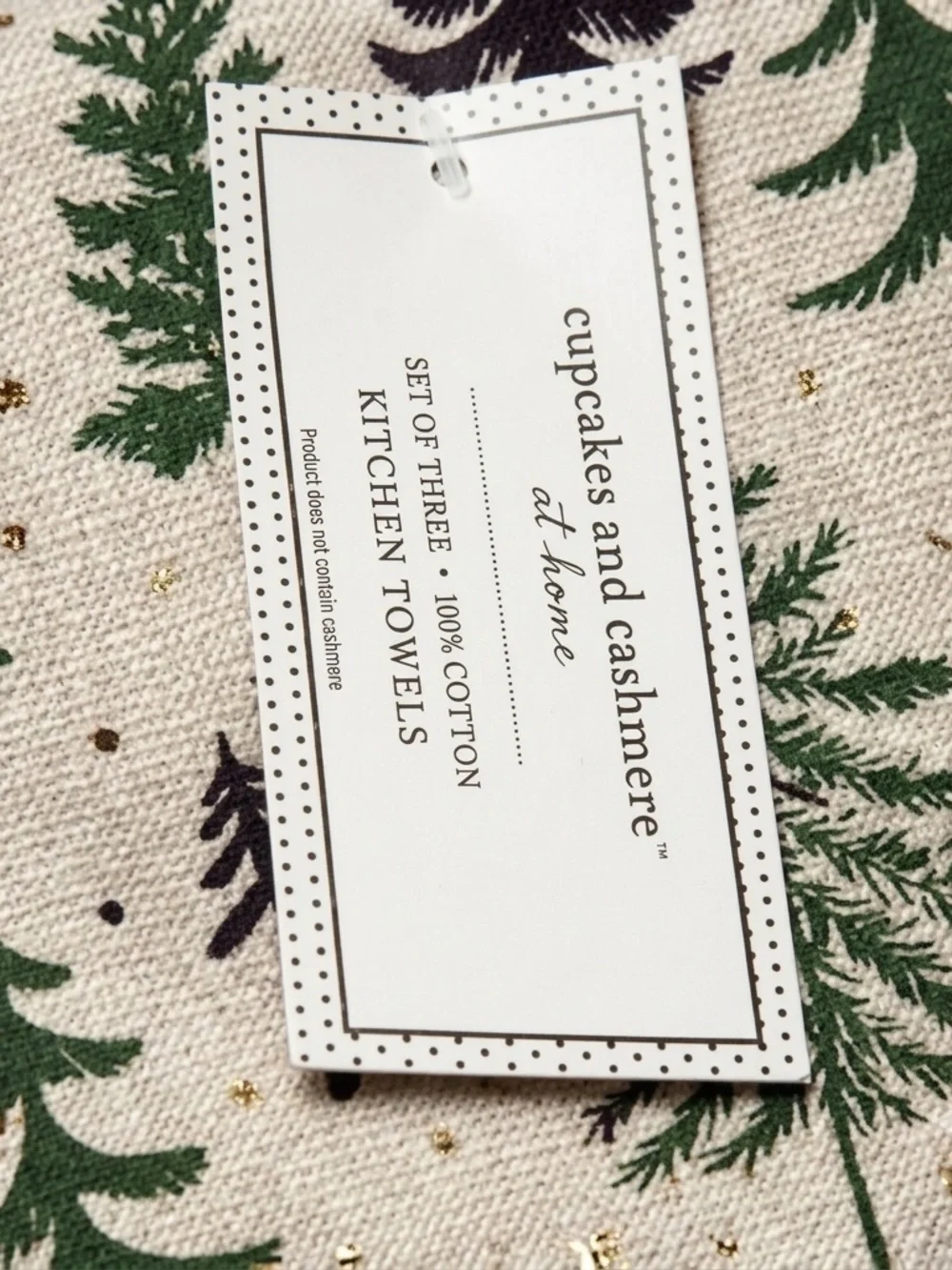 NWT Cupcakes and Cashmere Winter Pine Tree Kitchen Towels Set of 3 Green & Plaid